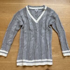 Superdown - Shawnie Varsity Sweater Dress in Gray & White